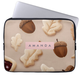 Gepersonaliseerde rustieke eikel & eikenblad patro laptop sleeve