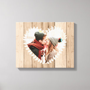 Gepersonaliseerde rustieke foto Hart Canvas Afdruk
