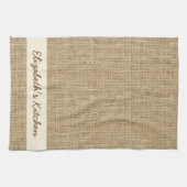 Gepersonaliseerde rustieke gesimuleerde jute theedoek (Horizontaal)