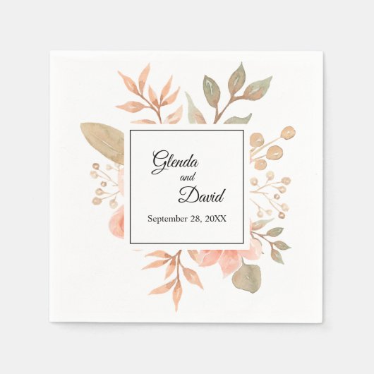 Gepersonaliseerde rustieke herfst bloemenbruiloft servet (Voorkant)