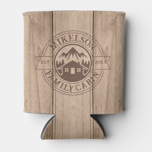 Gepersonaliseerde rustieke houten familie cabine blikjeskoeler (Voorkant)