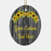 Gepersonaliseerde Rustieke Houten Zonnebloem Eigen Keramisch Ornament (Rechts)