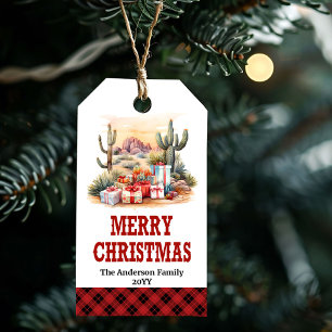 Gepersonaliseerde Rustieke Kerst Yeehaw kersttag Cadeaulabel