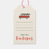 Gepersonaliseerde rustieke Kerstmis Camping Lake Cadeaulabel (Achterkant)