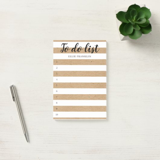 Gepersonaliseerde rustieke kraft gestreepte to-do  post-it® notes (Kantoor)