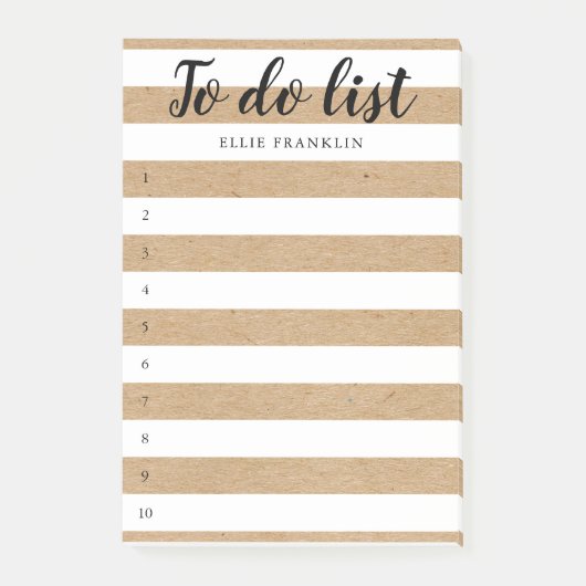 Gepersonaliseerde rustieke kraft gestreepte to-do  post-it® notes (Voorkant)