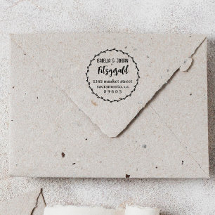Gepersonaliseerde rustieke krans paar retour adres rubberstempel