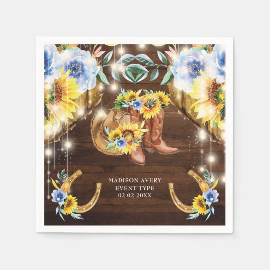 Gepersonaliseerde rustieke laarzen Floral String L Servet (Voorkant)