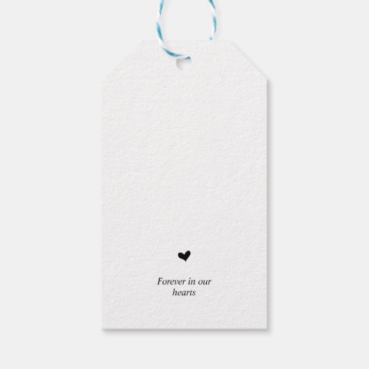 Gepersonaliseerde rustieke moderne zwart, begrafen cadeaulabel (Achterkant)