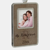 Gepersonaliseerde rustieke Monogram familienaam Fo Verzilverd Kader Ornament (Rechts)