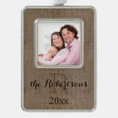 Gepersonaliseerde rustieke Monogram familienaam Fo Verzilverd Kader Ornament (Voorkant)