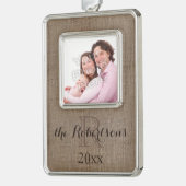 Gepersonaliseerde rustieke Monogram familienaam Fo Verzilverd Kader Ornament (Links)