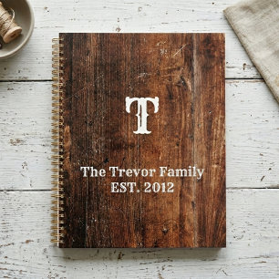 Gepersonaliseerde rustieke oude houten planner