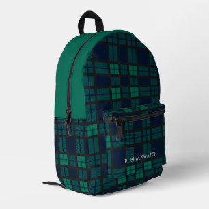 Gepersonaliseerde rustieke Plaid Blauw Groene Tart Bedrukte Rugzak