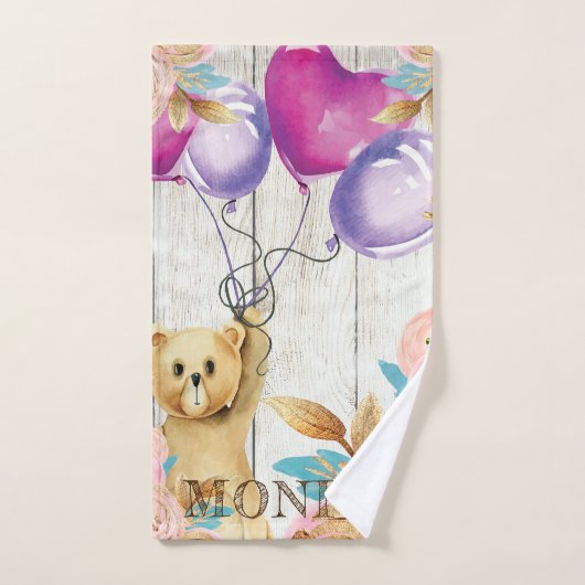 Gepersonaliseerde rustieke teddybeer handdoek (Handdoek)