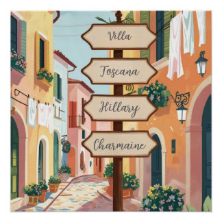 Gepersonaliseerde rustieke wegwijzer -  familie ho perfect poster