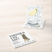 Gepersonaliseerde Sable Duitse herder bruiloft Vierkante Kartonnen Onderzetter (Insitu)