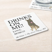 Gepersonaliseerde Sable Duitse herder bruiloft Vierkante Kartonnen Onderzetter (Schuin)