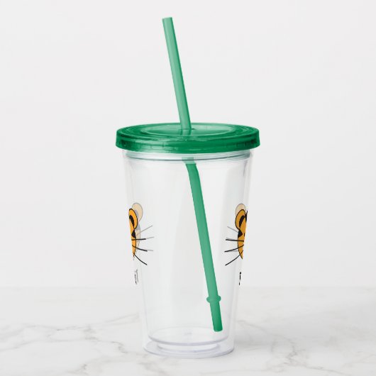 Gepersonaliseerde Safari Tiger Illustratie verjaar Acryl Drinkbeker (Links)