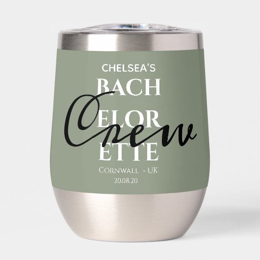 Gepersonaliseerde Sage Green Bachelorette Crew Par (Voorkant)
