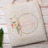 Gepersonaliseerde Sage Green & Dusty Roos Bloemenm Tote Bag