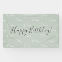 Gepersonaliseerde Sage Green Elegant Name Birthday