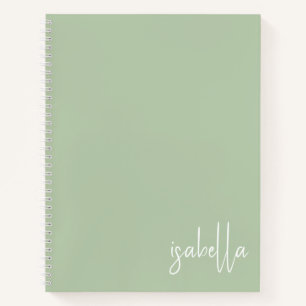 Gepersonaliseerde Sage Green Spiral Notitieboek