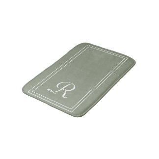 Gepersonaliseerde Sage Groen Wit Gestreept Monogra Badmat