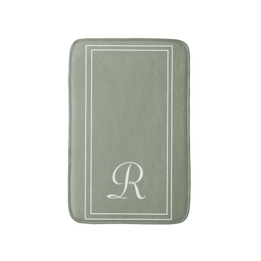 Gepersonaliseerde Sage Groen Wit Gestreept Monogra Badmat (Voorkant Verticaal)