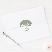 Gepersonaliseerde Sage Groene Bruiloft Dank u Ronde Sticker (Envelop)