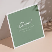 Gepersonaliseerde Sage Groene "Proost" Script Brui Servet