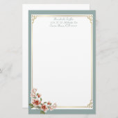 Gepersonaliseerde Sage Magnolia Briefpapier (Voorkant / Achterkant)