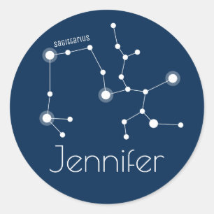 Gepersonaliseerde Sagittarius Zodiac Constellation Ronde Sticker