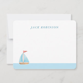 Gepersonaliseerde Sailboat Nautical Note Kaart Notitiekaartje