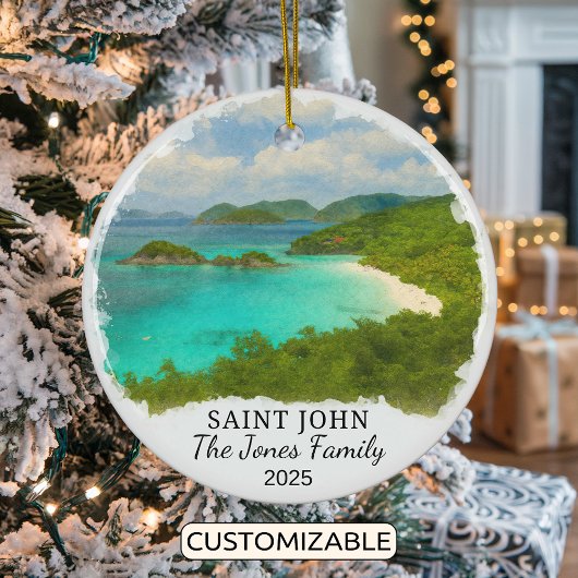 Gepersonaliseerde Saint John Ornament, Maagdeneila Keramisch Ornament