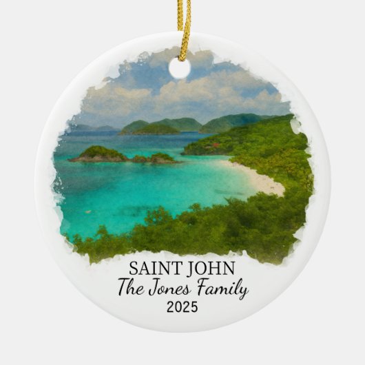 Gepersonaliseerde Saint John Ornament, Maagdeneila Keramisch Ornament (Voorkant)