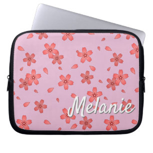 Gepersonaliseerde Sakura Cherry Blossom Blizzard Laptop Sleeve
