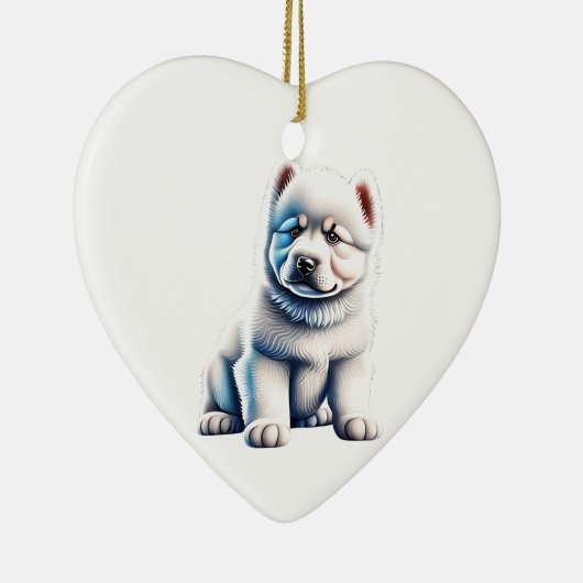 Gepersonaliseerde Samoyed Puppy Keramisch Ornament (Rechts)