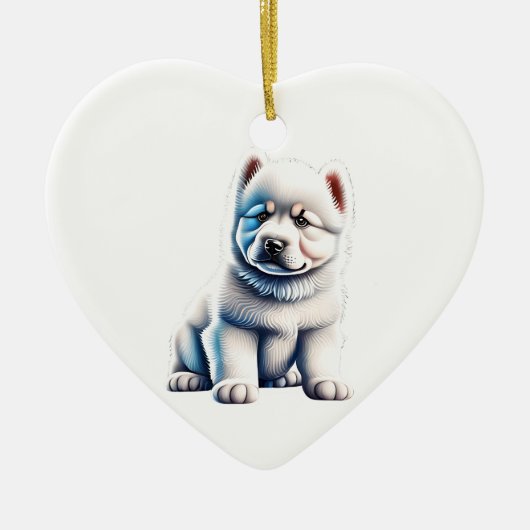 Gepersonaliseerde Samoyed Puppy Keramisch Ornament (Voorkant)