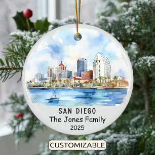 Gepersonaliseerde San Diego Ornament, Californië Keramisch Ornament