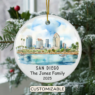 Gepersonaliseerde San Diego Ornament, Californië Keramisch Ornament