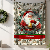 Gepersonaliseerde Santa Blanket met Monogram Tekst Fleece Deken