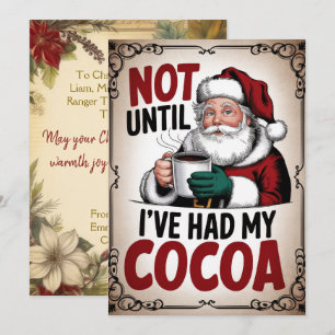 Gepersonaliseerde Santa Cocoa Grappige Vintage Feestdagenkaart