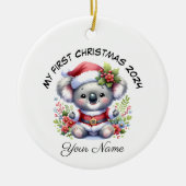 Gepersonaliseerde Santa Koala Beer Eerste Kerstdag Keramisch Ornament (Voorkant)