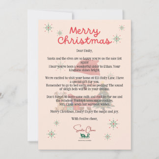 Gepersonaliseerde Santa Letter Christmas Kaart voo