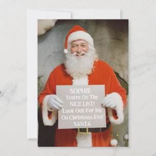 Gepersonaliseerde Santa Naughty of Nice Lijst Kers Feestdagenkaart