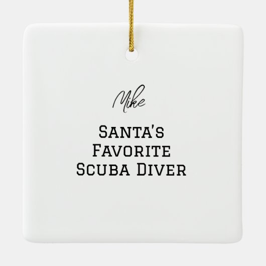 Gepersonaliseerde Santa Scuba Diving Kerstmis Keramisch Ornament (Achterkant)