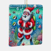 Gepersonaliseerde Santa Scuba Diving Kerstmis Keramisch Ornament (Rechts)