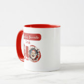 Gepersonaliseerde Santa's Favoriete HO Rood & Wit  Mok (Voorkant links)