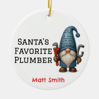 Gepersonaliseerde Santa's favoriete loodgieter / k Keramisch Ornament